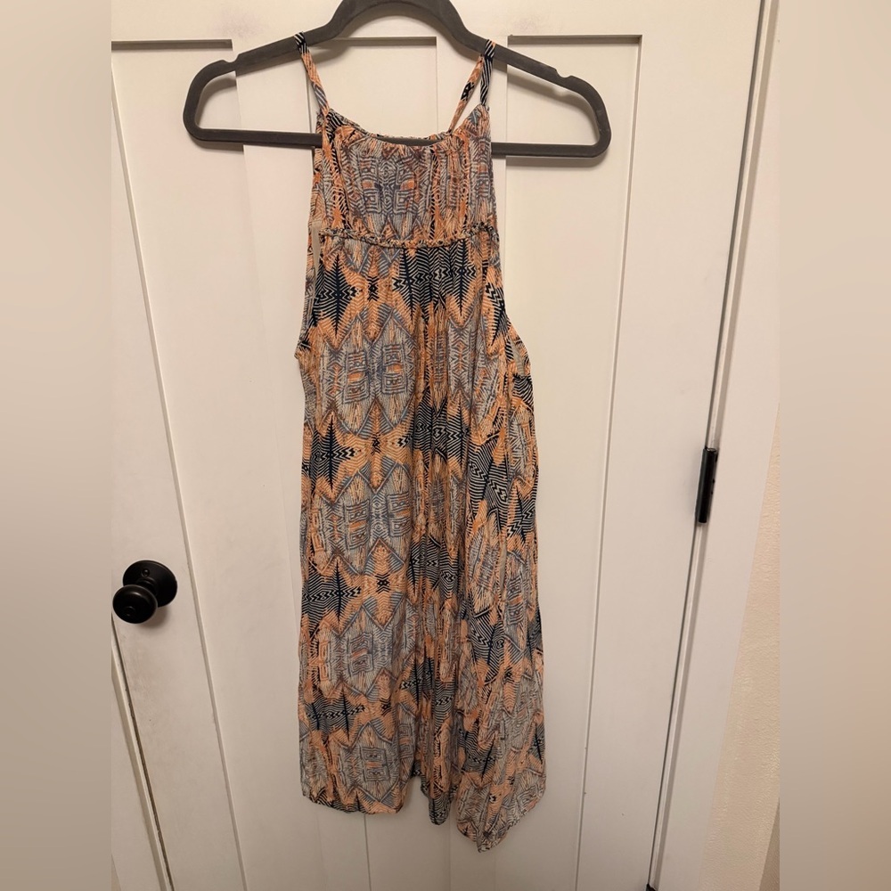 Lucky Brand Womens Dress South West Lined Medium Geometric Salmon & Navy